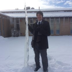 Giant icicle from off the church