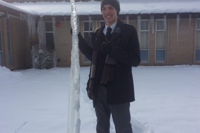 Giant icicle from off the church